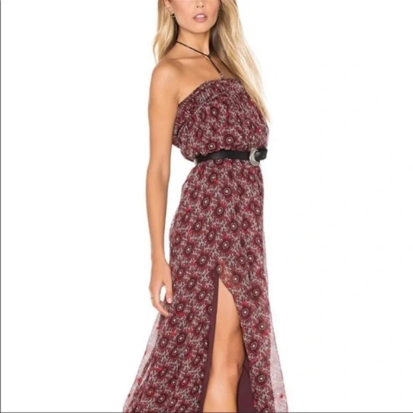 cinq a sept Dresses & Skirts - cinq a sept Silk Boho Strapless Maxi Tassel Dress